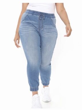 Fashion Nova Light Blue Plus Size Denim Jogger Jeans